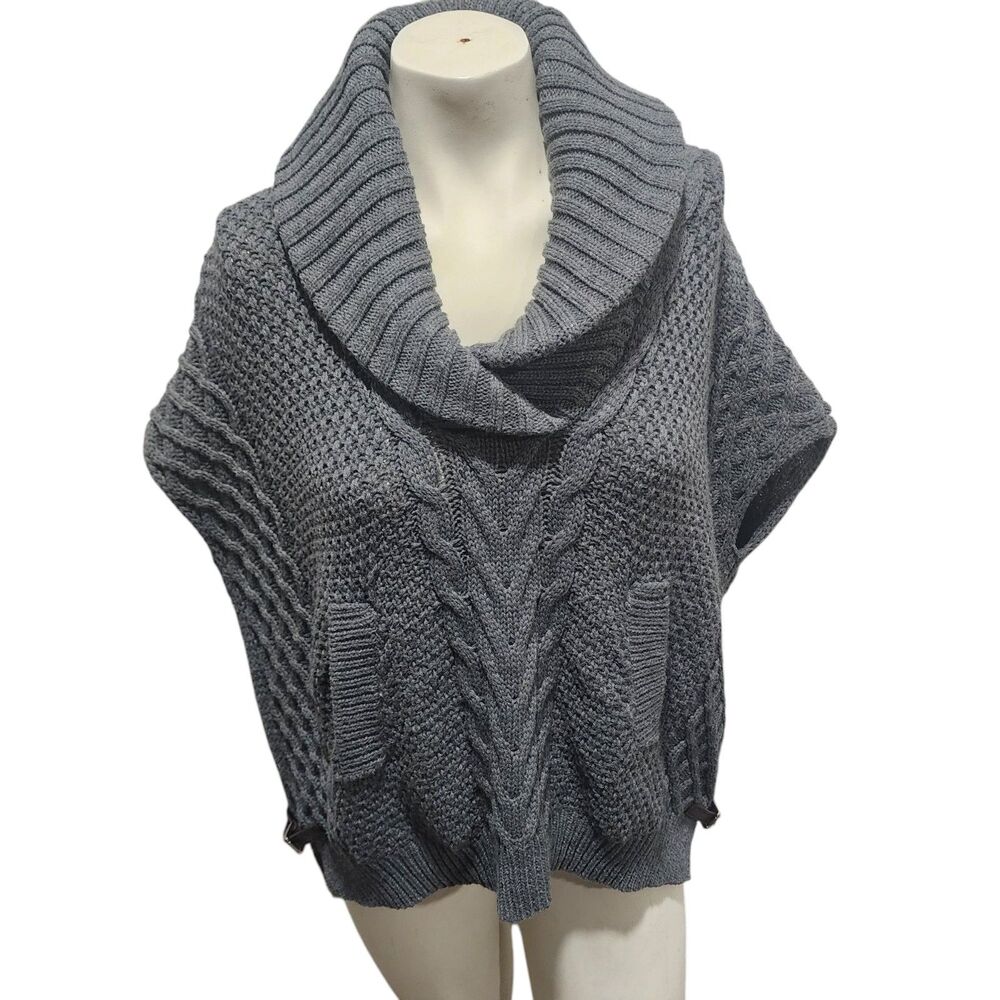 Michelle Nicole Oversized Lagenlook Chunky Cableknit Sweater Vest Equestrian